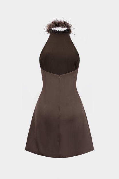 Micas – Robe mini sans manches à col halter et design patchwork