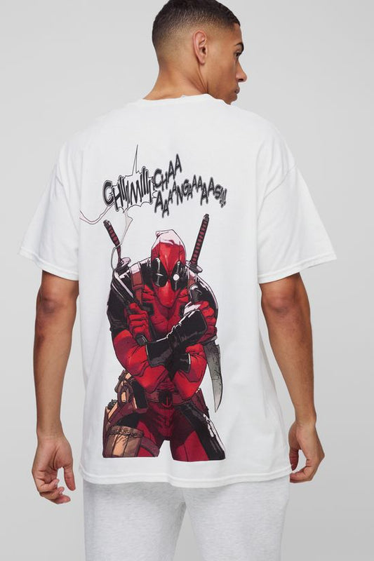 BoohooMAN - T-shirt Oversized Deadpool avec impression sous licence