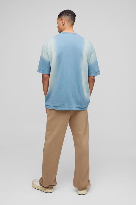 boohooMAN - T-shirt surdimensionné à effet faux layer et délavé au spray