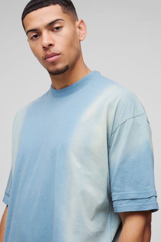 boohooMAN - T-shirt surdimensionné à effet faux layer et délavé au spray