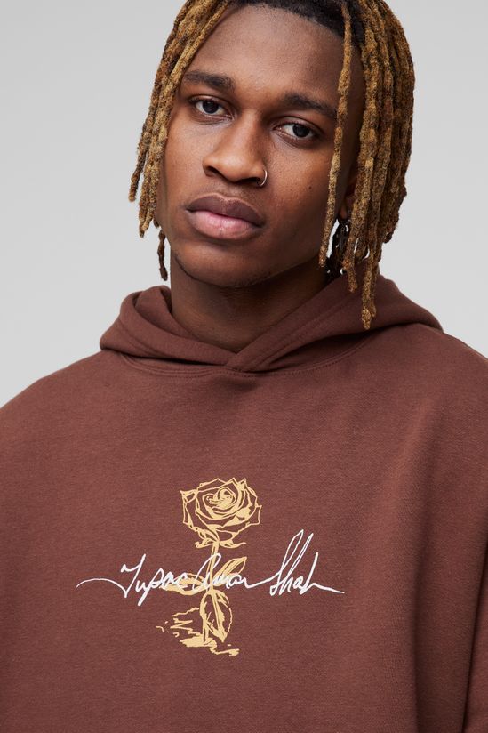 BoohooMAN - Grand Sweat à Capuche Oversize Tupac Wash Imprimé Sous Licence