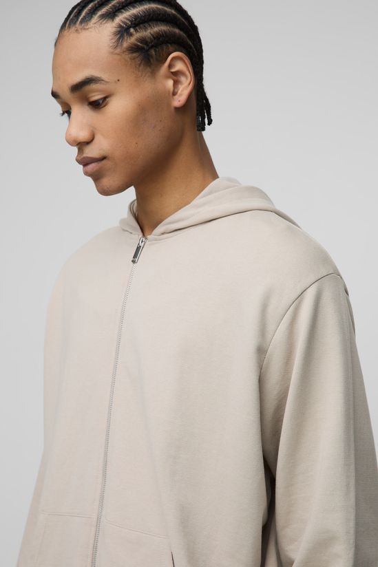 BoohooMAN – Hoodie zippé léger à coupe boxy et poches latérales