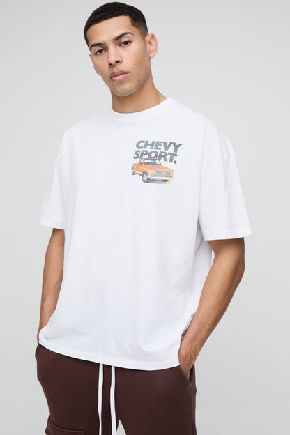 BoohooMAN - T-shirt oversize à imprimé voiture Chevrolet