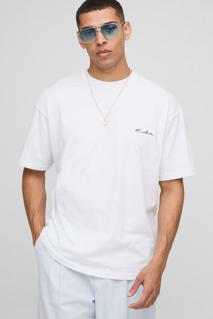 boohooMAN - T-shirt ample à imprimé abstrait de feuille