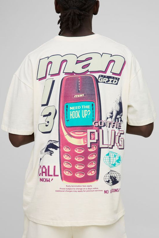 boohooMAN – T-shirt graphique oversize en coton avec design rétro et coupe décontractée