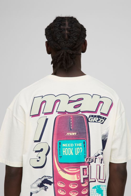 boohooMAN – T-shirt graphique oversize en coton avec design rétro et coupe décontractée