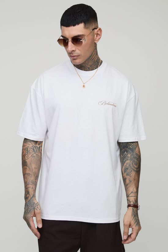boohooMAN – T-shirt Tall Oversized imprimé Yacht Club en coton avec coupe décontractée