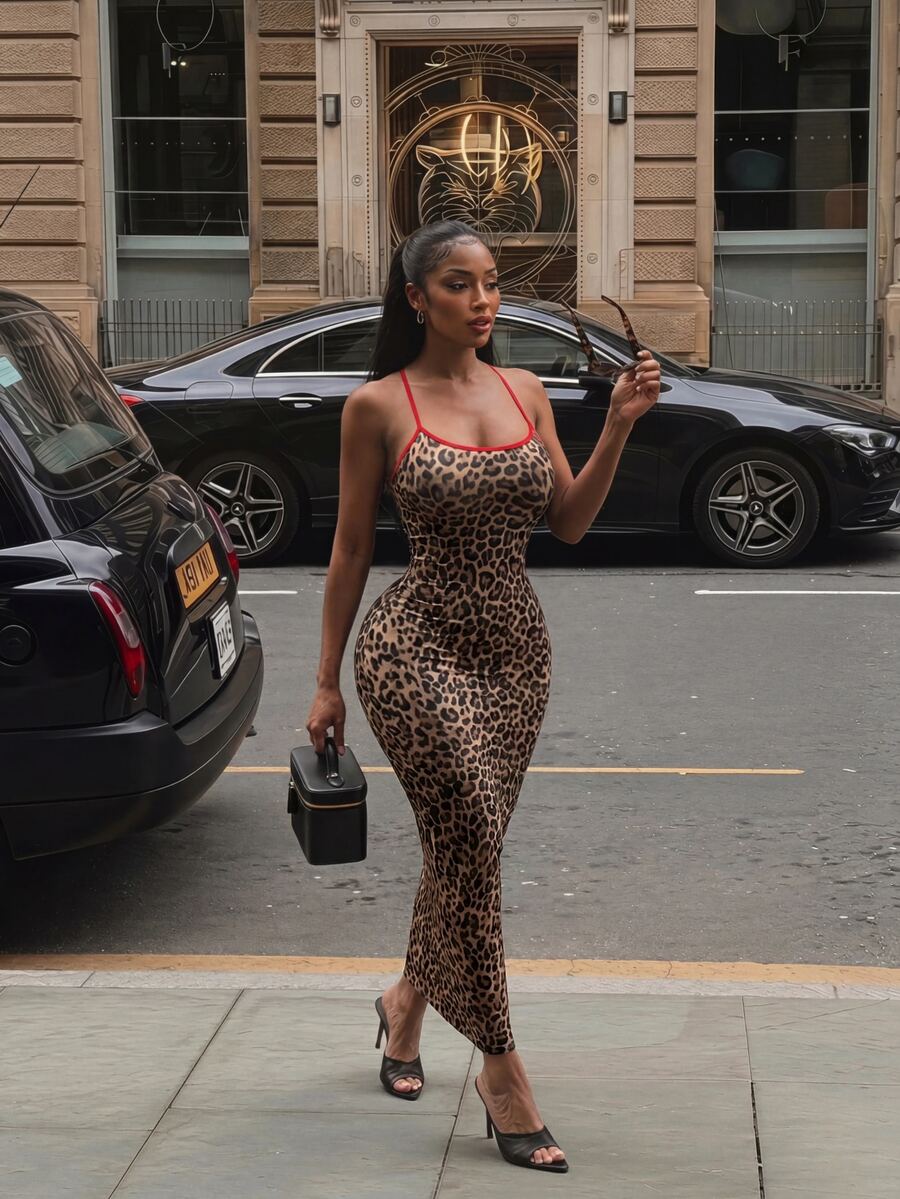 SHEIN SXY – Robe moulante dos nu à croisillons et longue d’été