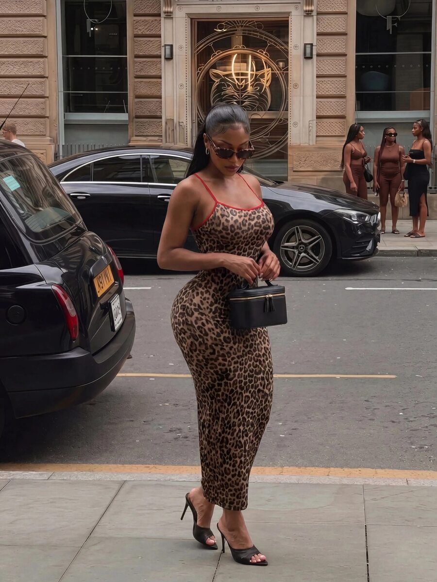 SHEIN SXY – Robe moulante dos nu à croisillons et longue d’été