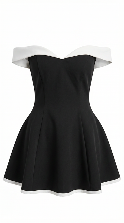 Ramona – Babydoll mini dress à corset contrasté et bretelles ajustables