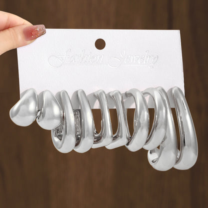 ATYWS - Lot de 5 Boucles d'oreilles géométriques en résine à design combiné