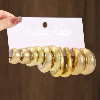 ATYWS - Lot de 5 Boucles d'oreilles géométriques en résine à design combiné