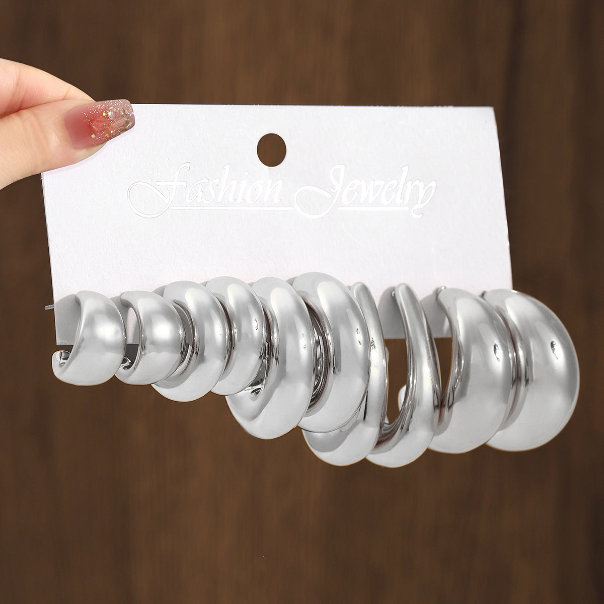 ATYWS - Lot de 5 Boucles d'oreilles géométriques en résine à design combiné
