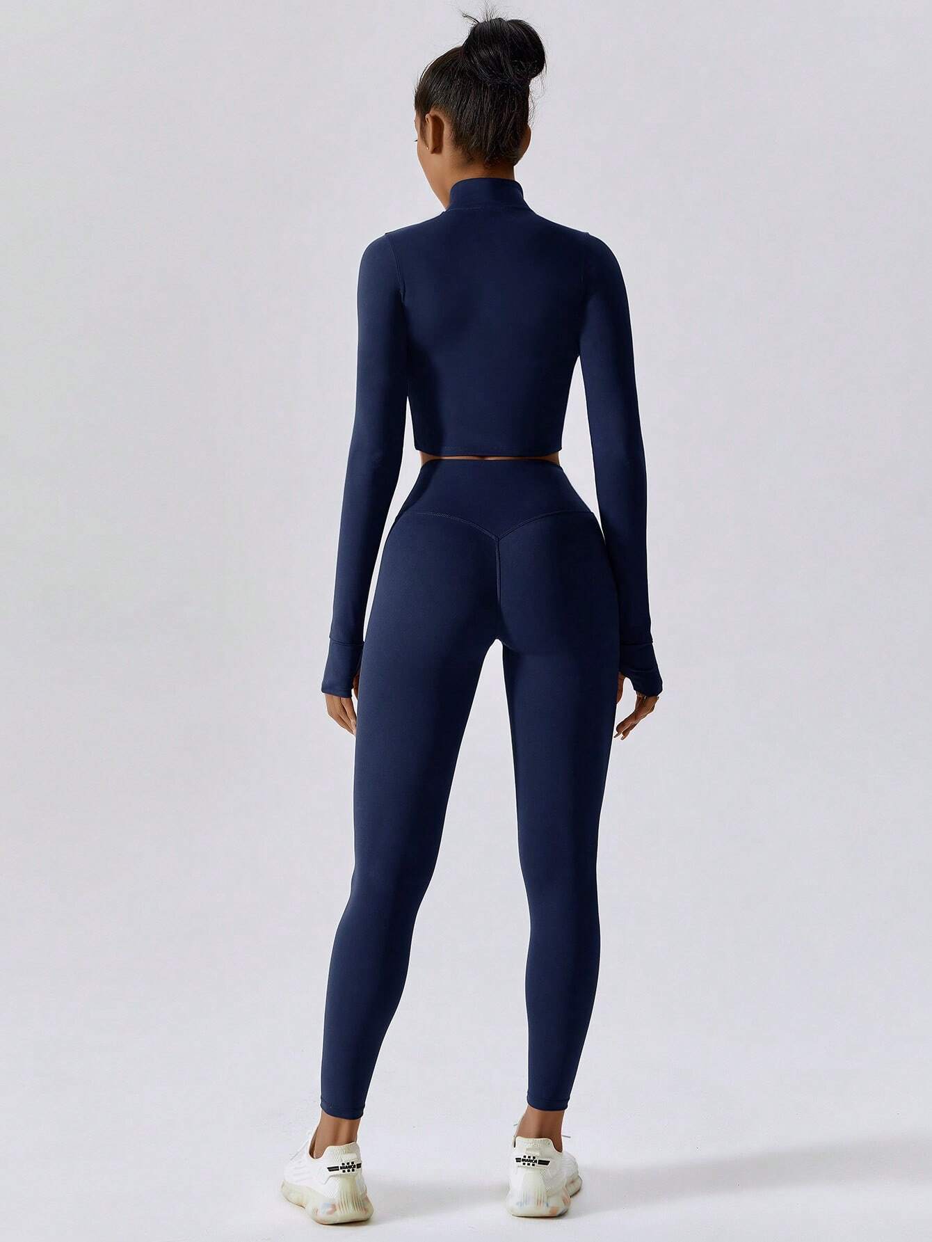 SHEIN – Ensemble Top à manches longues et pantalon avec fermeture Éclair, décontracté et sportif