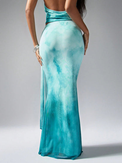 MISSGUIDED – Ensemble top & jupe à encolure avec broche étoile de mer en cristal