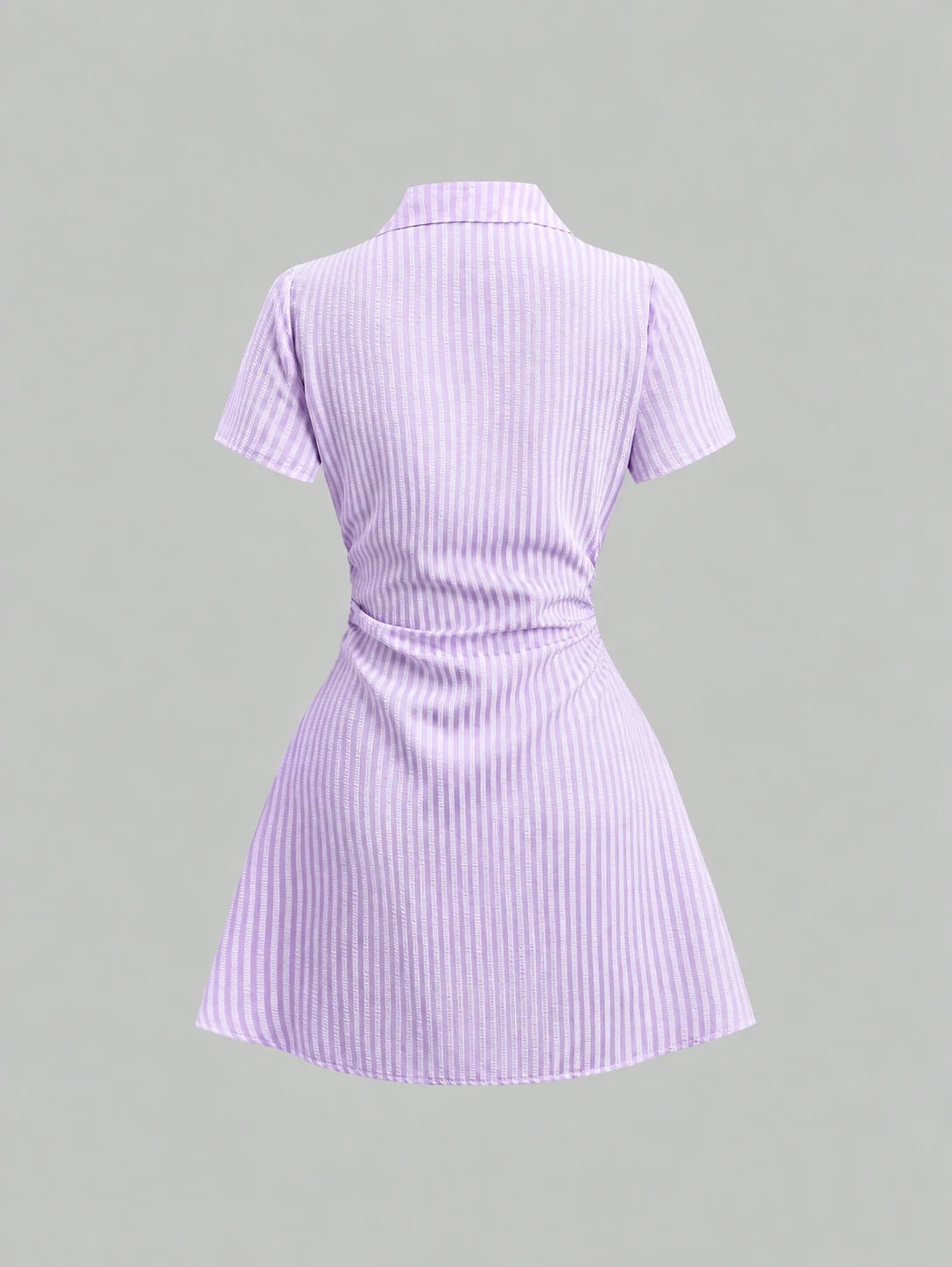 Sweetra Ismora – Robe chemise cintrée à manches courtes et taille affinante