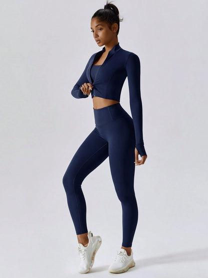 SHEIN – Ensemble Top à manches longues et pantalon avec fermeture Éclair, décontracté et sportif