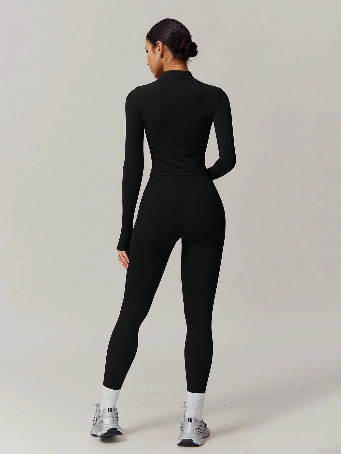 SHEIN – Ensemble Top à manches longues et pantalon avec fermeture Éclair, décontracté et sportif