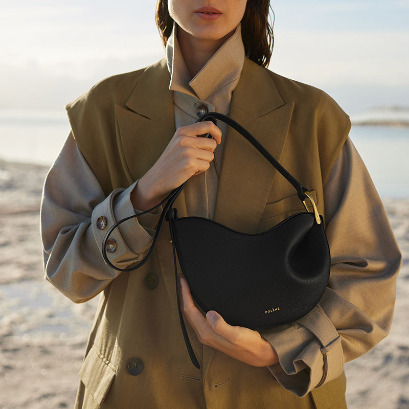 Polène – Dupe Sac à bandoulière en cuir véritable avec texture en relief et design moderne