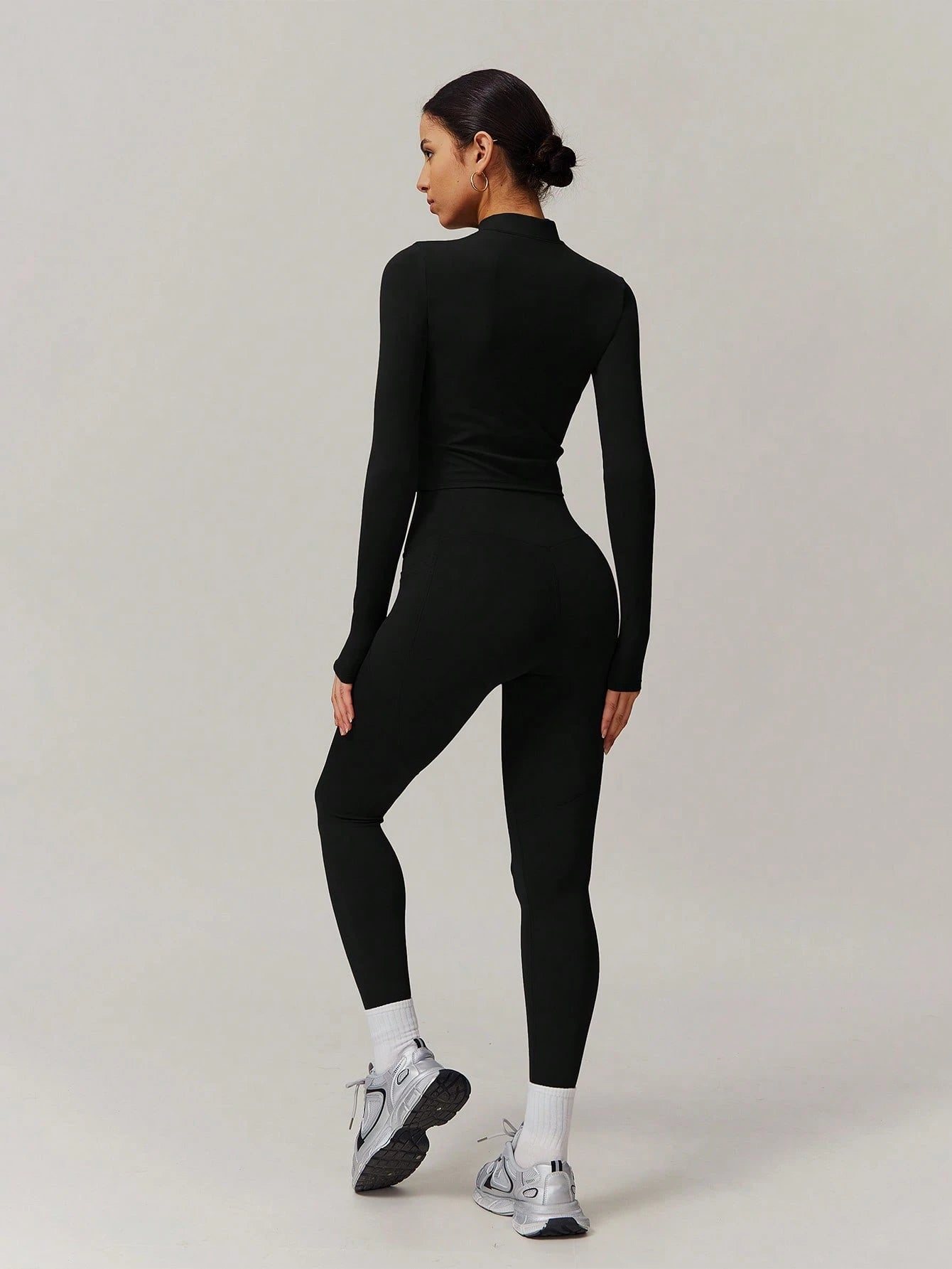 SHEIN – Ensemble Top à manches longues et pantalon avec fermeture Éclair, décontracté et sportif