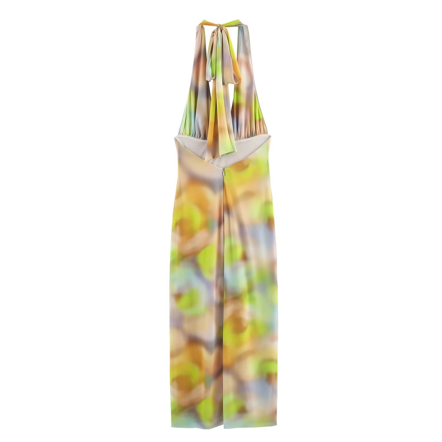 ZARA – Robe à imprimé floral en soie avec décolleté dos nu et coupe fluide