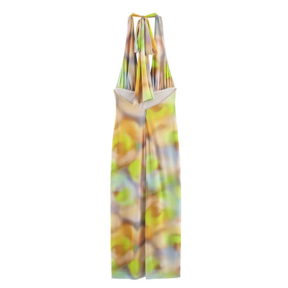 ZARA – Robe à imprimé floral en soie avec décolleté dos nu et coupe fluide