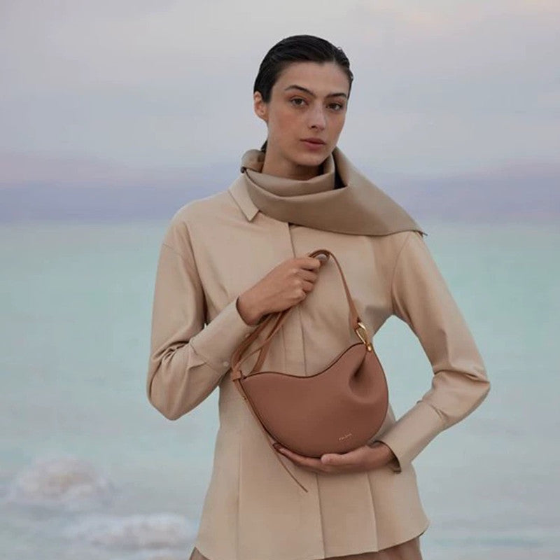 Polène – Dupe Sac à bandoulière en cuir véritable avec texture en relief et design moderne