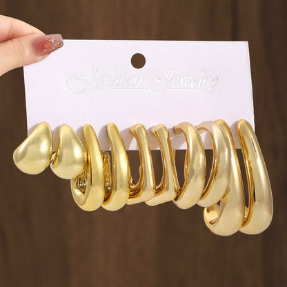 ATYWS - Lot de 5 Boucles d'oreilles géométriques en résine à design combiné