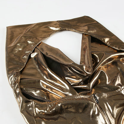 Mireyla – Mini robe drapée en tissu léger avec décolleté plongeant