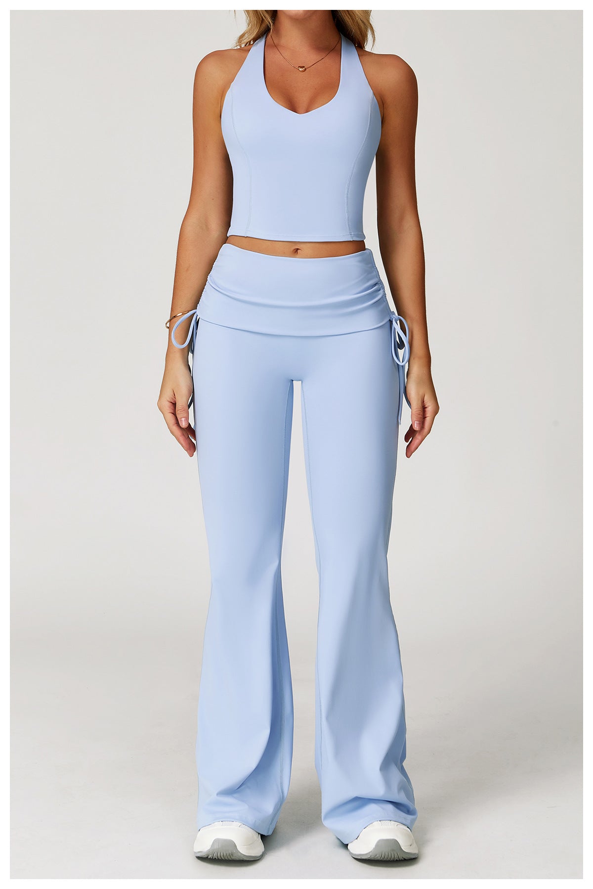 iGYM – Ensemble de yoga en haute élasticité avec gilet et pantalon évasé