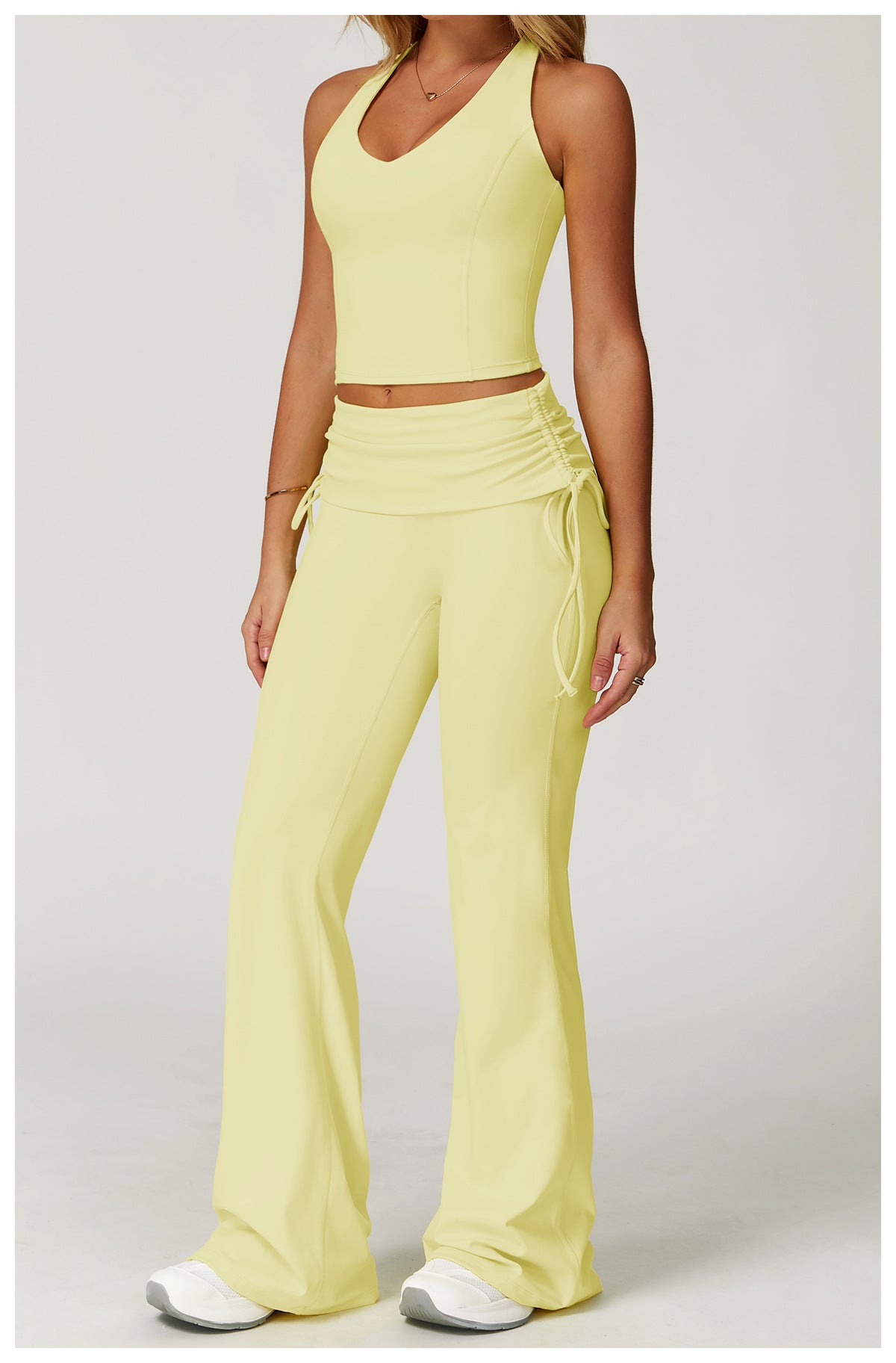 iGYM – Ensemble de yoga en haute élasticité avec gilet et pantalon évasé