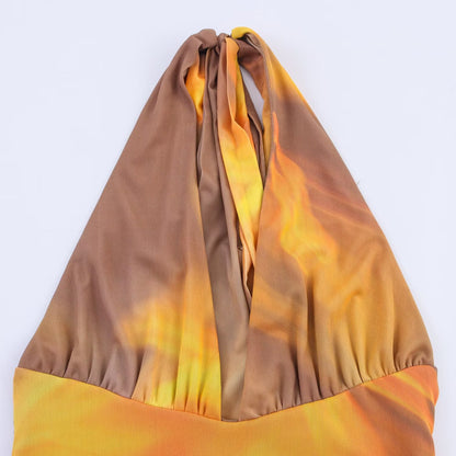 ZARA – Robe à imprimé floral en soie avec décolleté dos nu et coupe fluide