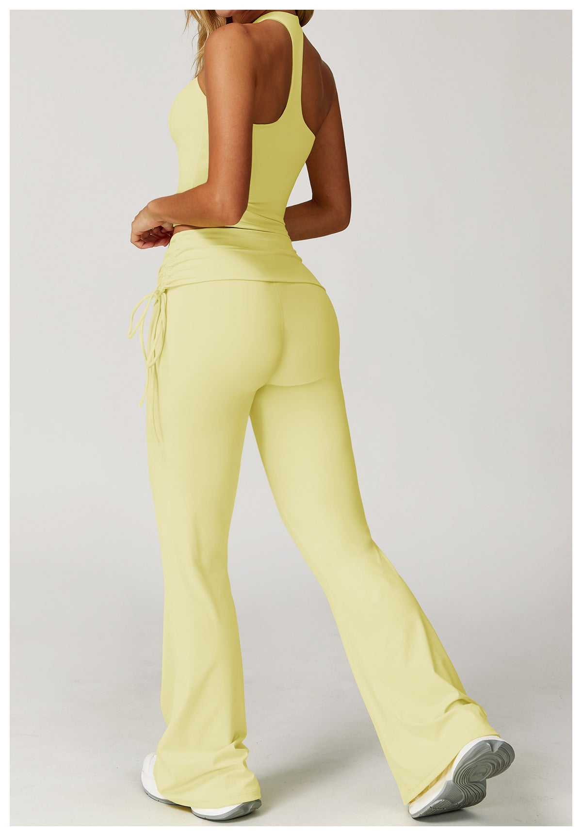 iGYM – Ensemble de yoga en haute élasticité avec gilet et pantalon évasé