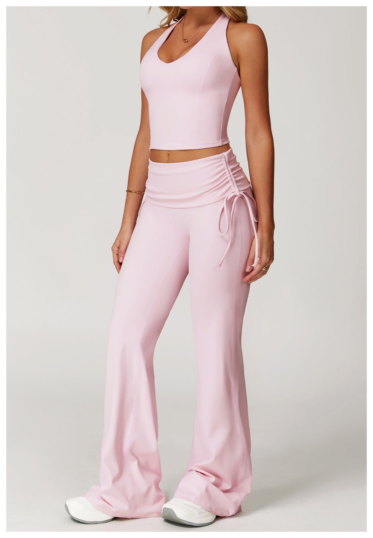 iGYM – Ensemble de yoga en haute élasticité avec gilet et pantalon évasé