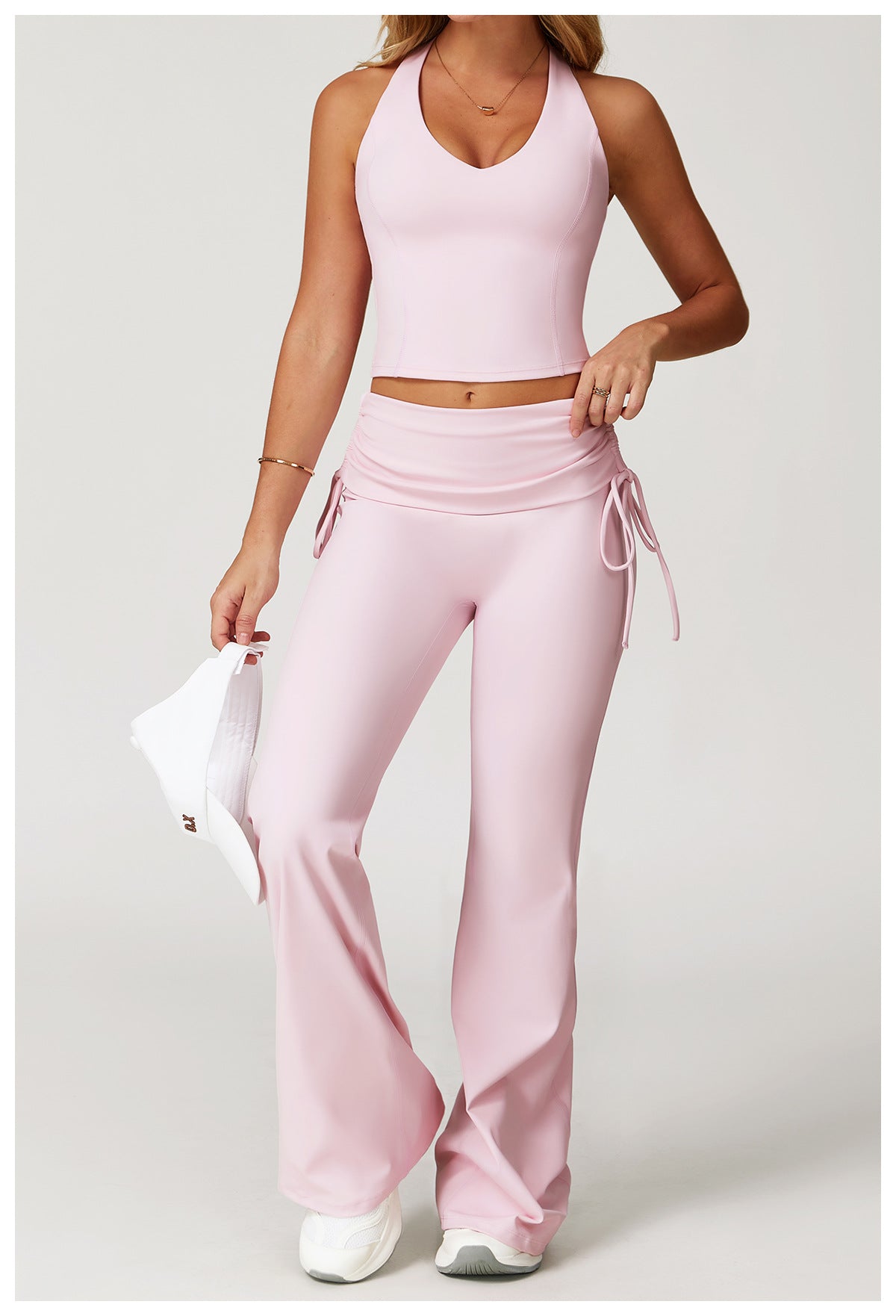 iGYM – Ensemble de yoga en haute élasticité avec gilet et pantalon évasé