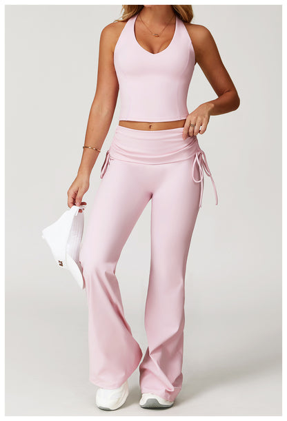 iGYM – Ensemble de yoga en haute élasticité avec gilet et pantalon évasé