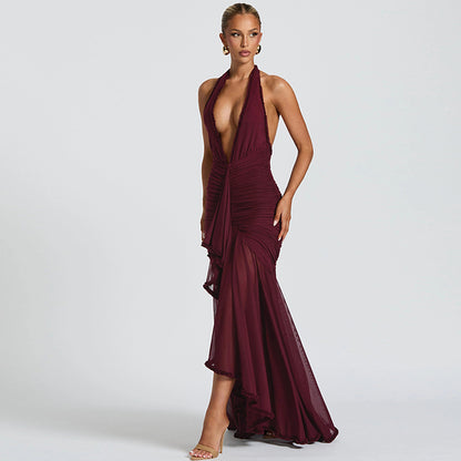 Boo – Robe longue en tulle avec décolleté V et dos nu