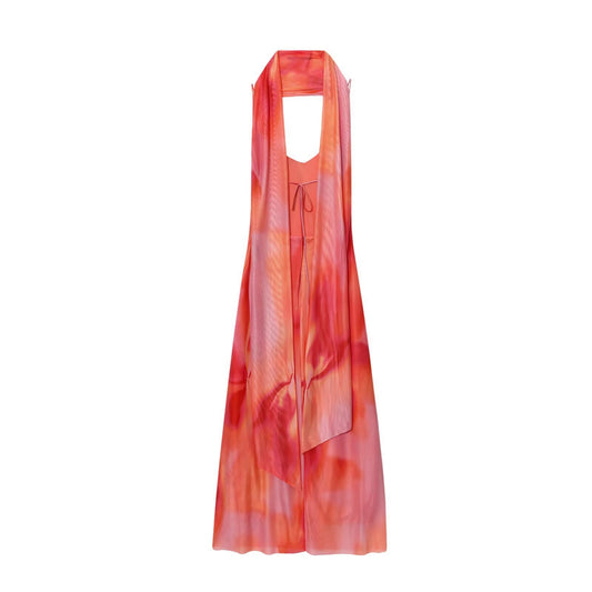 ZARA – Robe longue imprimée avec écharpe et coupe fluide