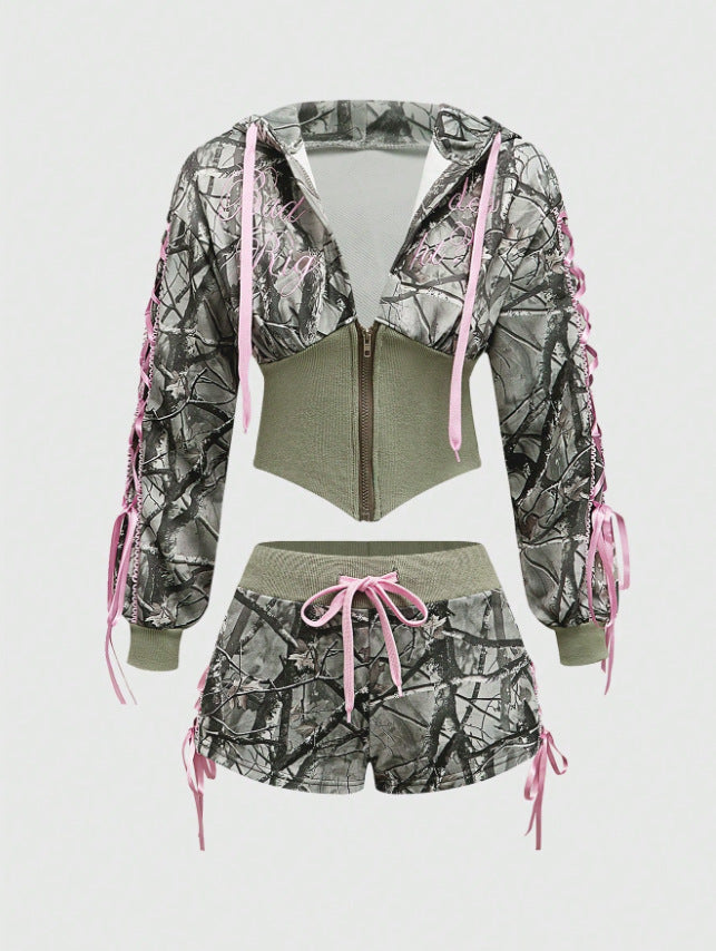 Slash Y2K – Sweat à capuche zippé avec imprimé tendance et coupe ajustée