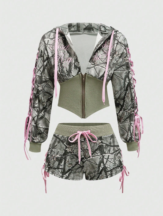 Slash Y2K – Sweat à capuche zippé avec imprimé tendance et coupe ajustée