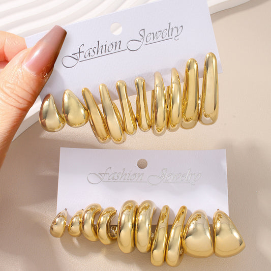 ATYWS - Lot de 5 Boucles d'oreilles géométriques en résine à design combiné