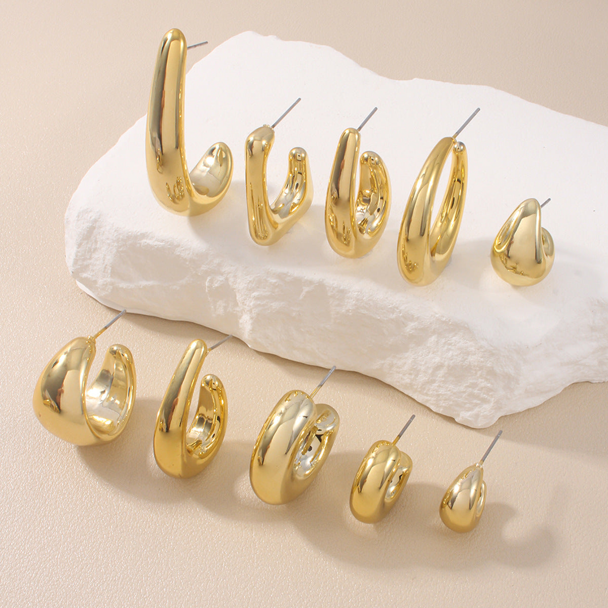 ATYWS - Lot de 5 Boucles d'oreilles géométriques en résine à design combiné