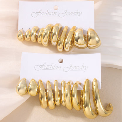 ATYWS - Lot de 5 Boucles d'oreilles géométriques en résine à design combiné