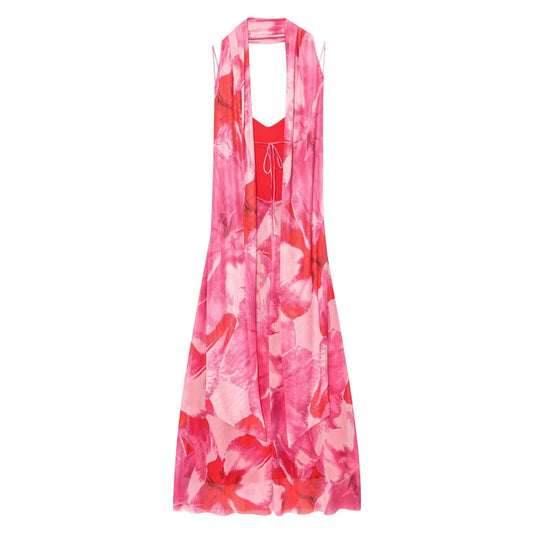 ZARA – Robe longue imprimée avec écharpe et coupe fluide