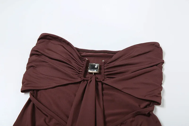 ATYWS - Robe plissée sans manches Slim, taille haute, design exposé