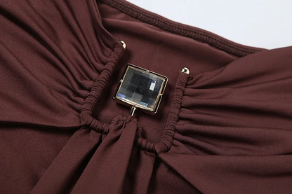ATYWS - Robe plissée sans manches Slim, taille haute, design exposé