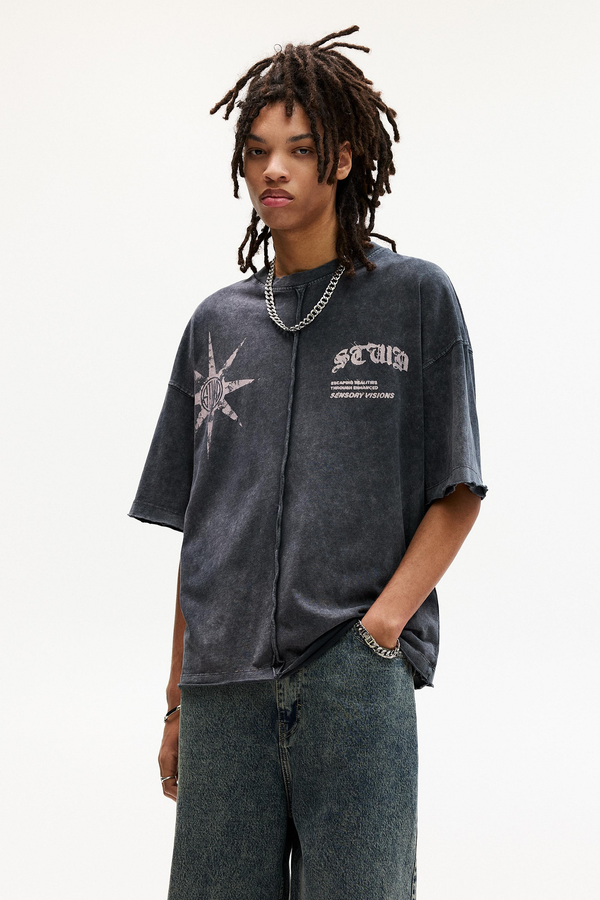 Pull&Bear - T-shirt à manches courtes usé