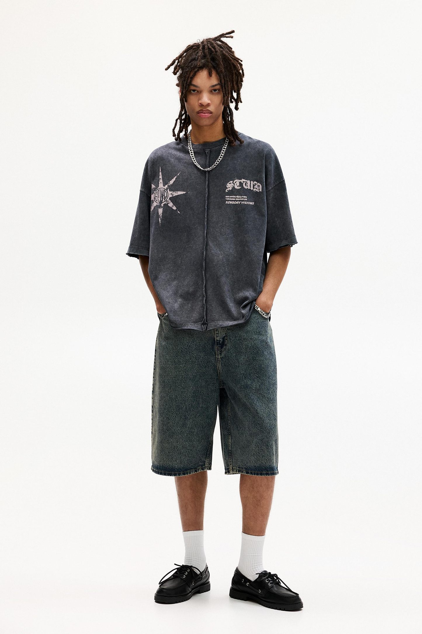 Pull&Bear - T-shirt à manches courtes usé