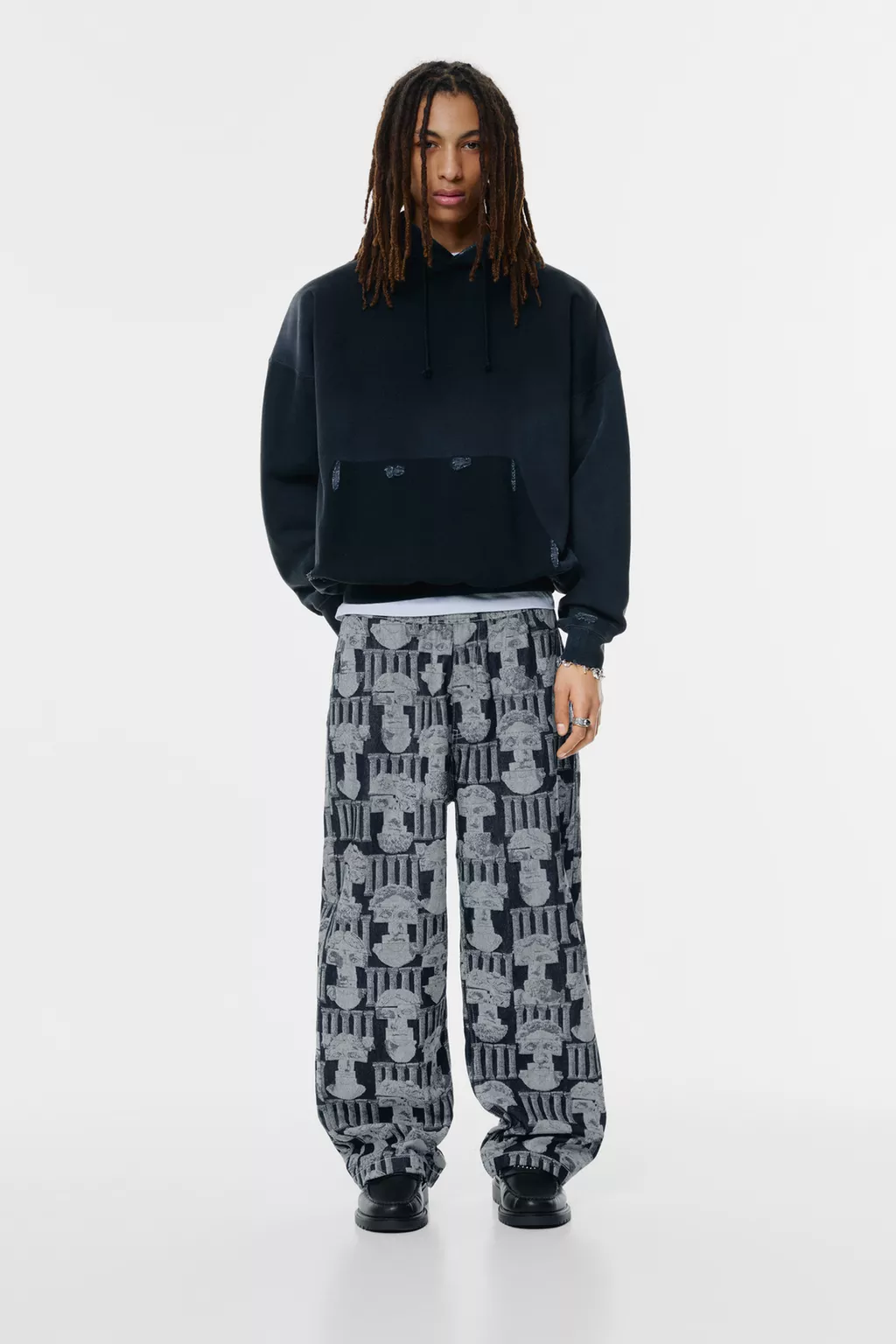 Pull&Bear - Jeans jogger baggy imprimé