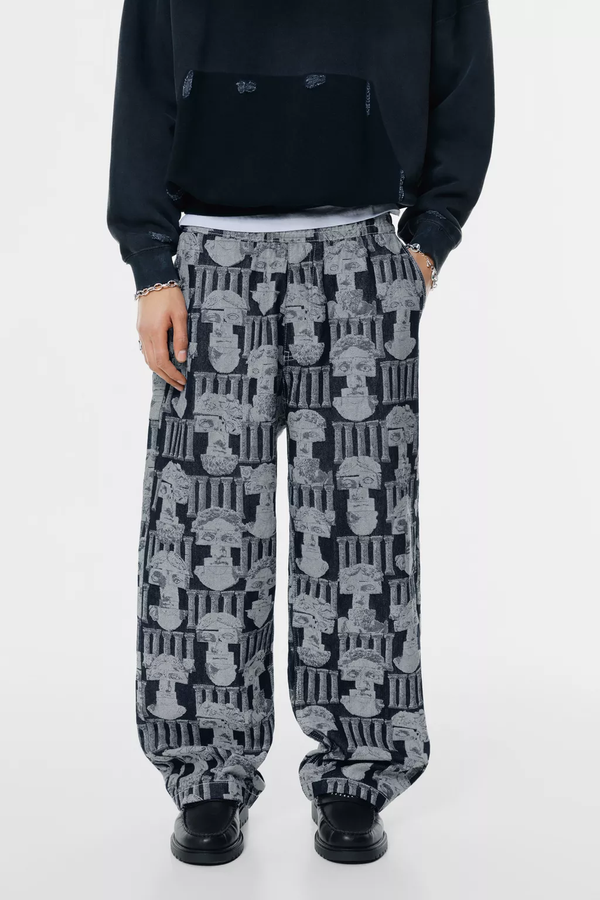 Pull&Bear - Jeans jogger baggy imprimé